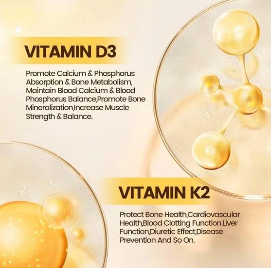 Benefits of Micro Ingredients Vitamin D3 and K2 Supplement for Bone Strength, Immune Function, and Calcium Absorption