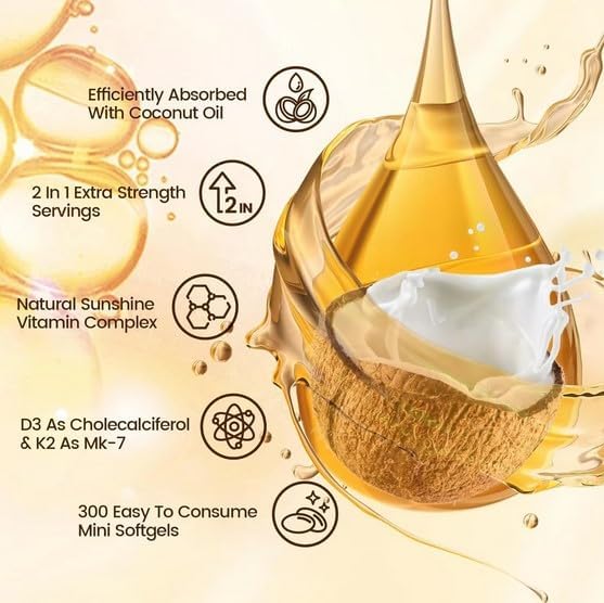 Vitamin D3 K2 Supplement with MCT Oil for Adults Promoting Energy and Healthy Aging by Micro Ingredients