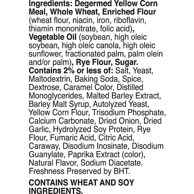 Chex Mix Traditional full ingredients list with allergen and preservative info