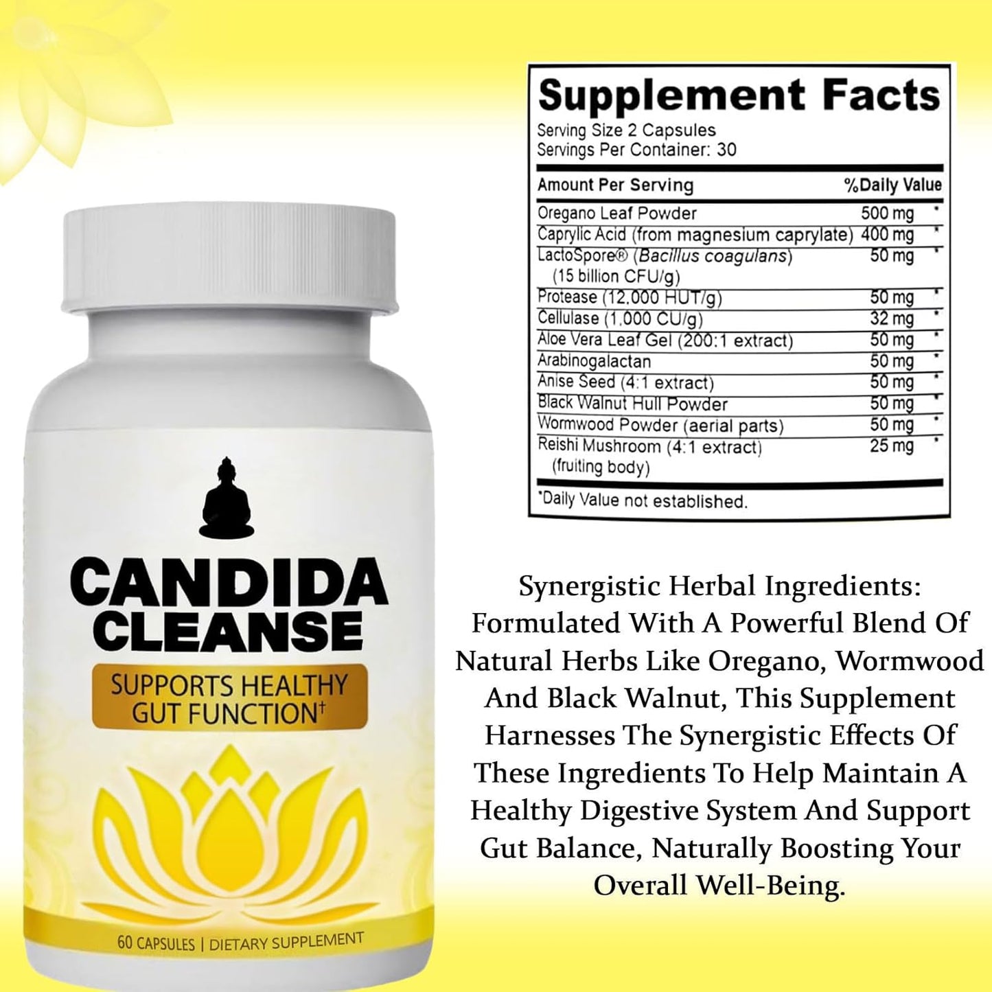 Candida Cleanse with Natural Herbs for Gentle Daily Detox Support