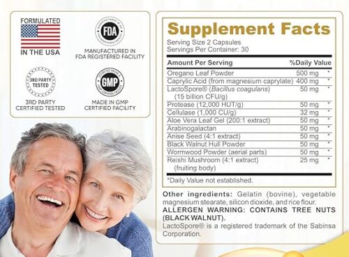 Natural Candida Detox Supplement with Black Walnut and Wormwood Extract
