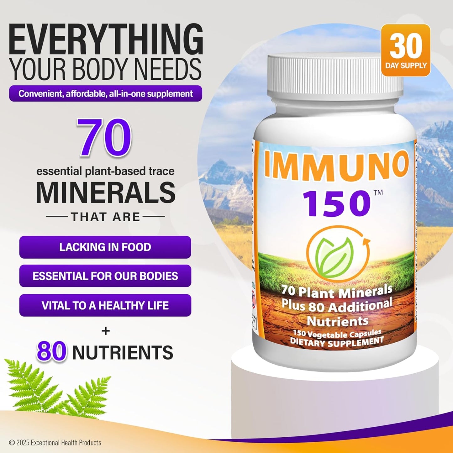 USDA Organic Non-GMO Gluten-Free Vitamin and Mineral Complex for Adults and Kids – Immuno 150 Supplement