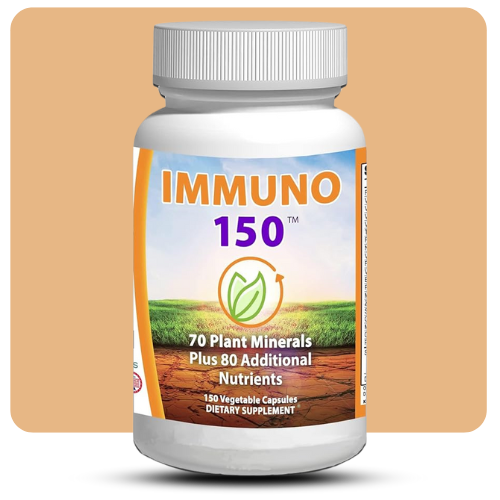 Immuno 150 Immune Support Supplement with 70 Plant Minerals and 13 Essential Vitamins in Vegetable Capsules