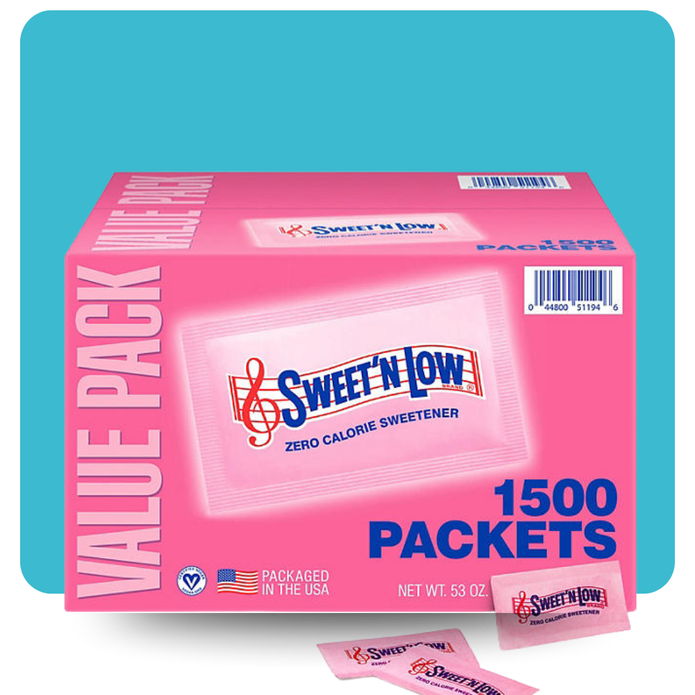 Sweet'N Low Zero Calorie Sweetener 1500 Packet Bulk Box – Value Pack Front View