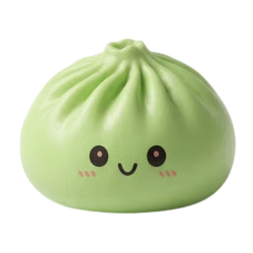 Pink mystery squishy dumpling kawaii bao bun sensory squeeze toy close-up