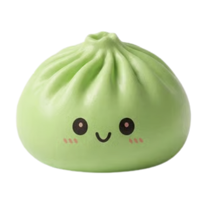 Pink mystery squishy dumpling kawaii bao bun sensory squeeze toy close-up