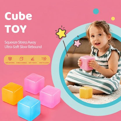 Stress Cube Ice Cube Squishy – Slow Rising Sensory Fidget Toy for Anxiety Relief | Random Colour