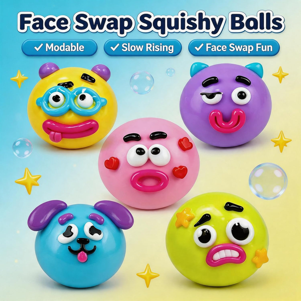 Dog Face Swap Squishy – Cute Slow Rise Stress Relief Sensory Fidget Toy