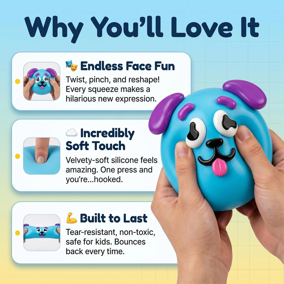 Dog Face Swap Squishy – Cute Slow Rise Stress Relief Sensory Fidget Toy