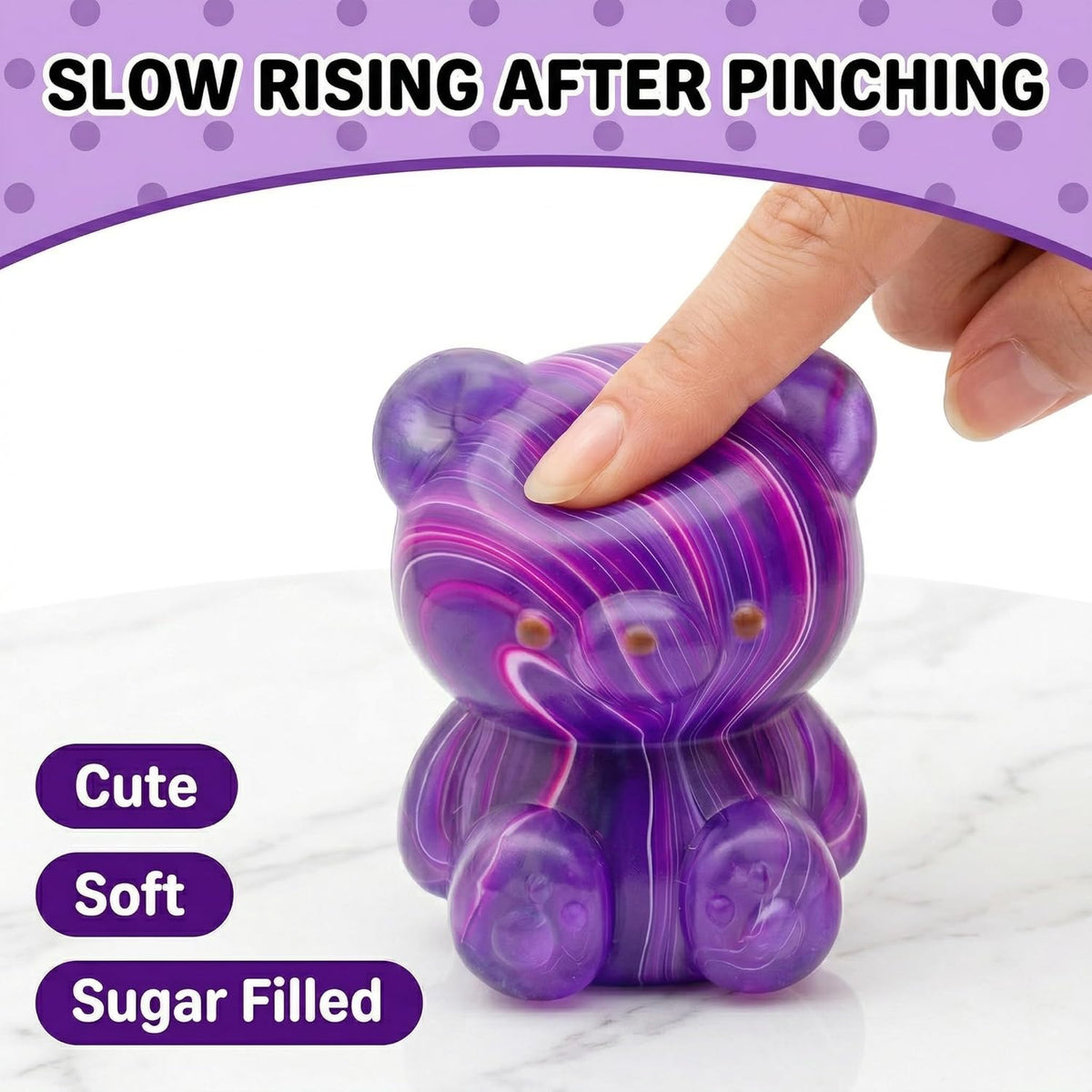 Rough Textured Little Bear Squishy 2-Pack – Slow Rising Stress Relief Sensory Toy | Random Colour