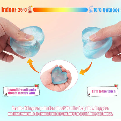 Heart Shape Stress Squish Cube 2-Pack – Quiet Hard Squishy Fidget Toy for Anxiety Relief | Blue & Pink
