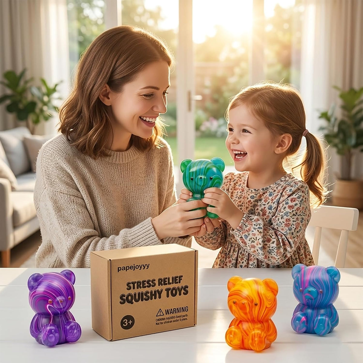 Rough Textured Little Bear Squishy 2-Pack – Slow Rising Stress Relief Sensory Toy | Random Colour