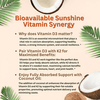 Recommended Daily Dose of Micro Ingredients D3 K2 Softgels – 1 Capsule Per Day for Wellness Support of Micro Ingredients

