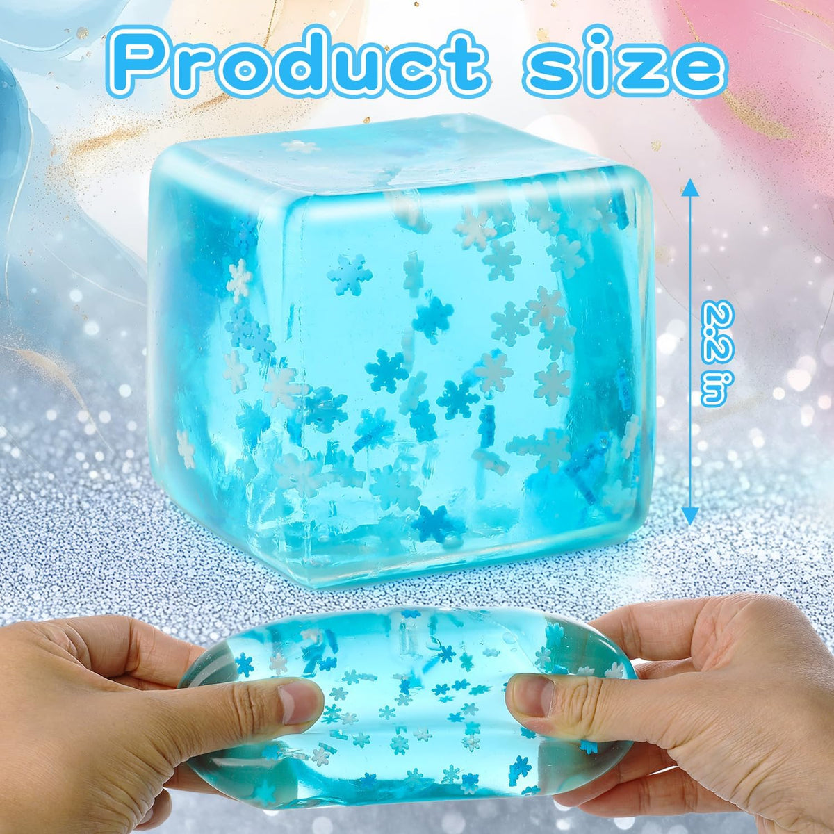 Snowflake Ice Cube Squishy Stress Ball – Blue Silent Slow Rising Sensory Fidget Toy | Anxiety Relief