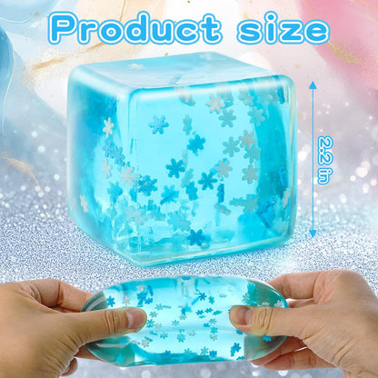 Snowflake Ice Cube Squishy Stress Ball – Blue Silent Slow Rising Sensory Fidget Toy | Anxiety Relief