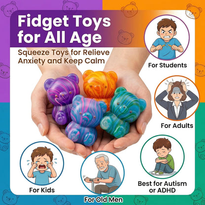 Rough Textured Little Bear Squishy 2-Pack – Slow Rising Stress Relief Sensory Toy | Random Colour