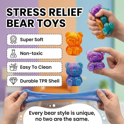 Rough Textured Little Bear Squishy 2-Pack – Slow Rising Stress Relief Sensory Toy | Random Colour