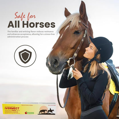 Ivermectin Paste 1.87% Apple Flavored 6.08g – Horse Dewormer for Parasite Control – Safe for Foals, Broodmares, Breeding Stallions – Removes Worms & Bots - Pack of 3