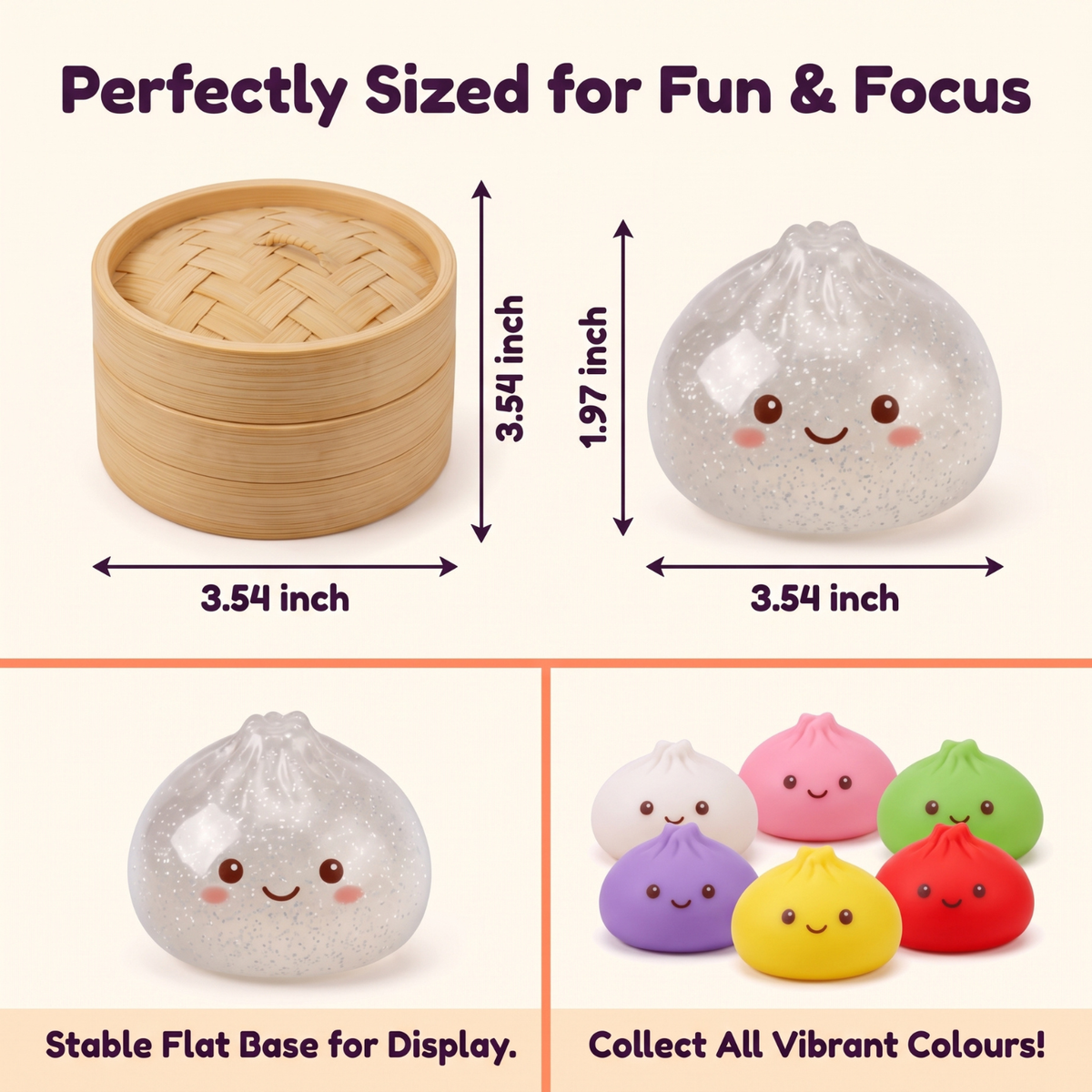 2pcs Dumpling Squishy Mystery Box, Squishy Dumpling Soft Slow Rising Stress Relief Toy, Glitter Dumpling Surprise Squeeze Toy, Cute Squishy Pack Fidget Toy for Kids & Adults, 2Pcs