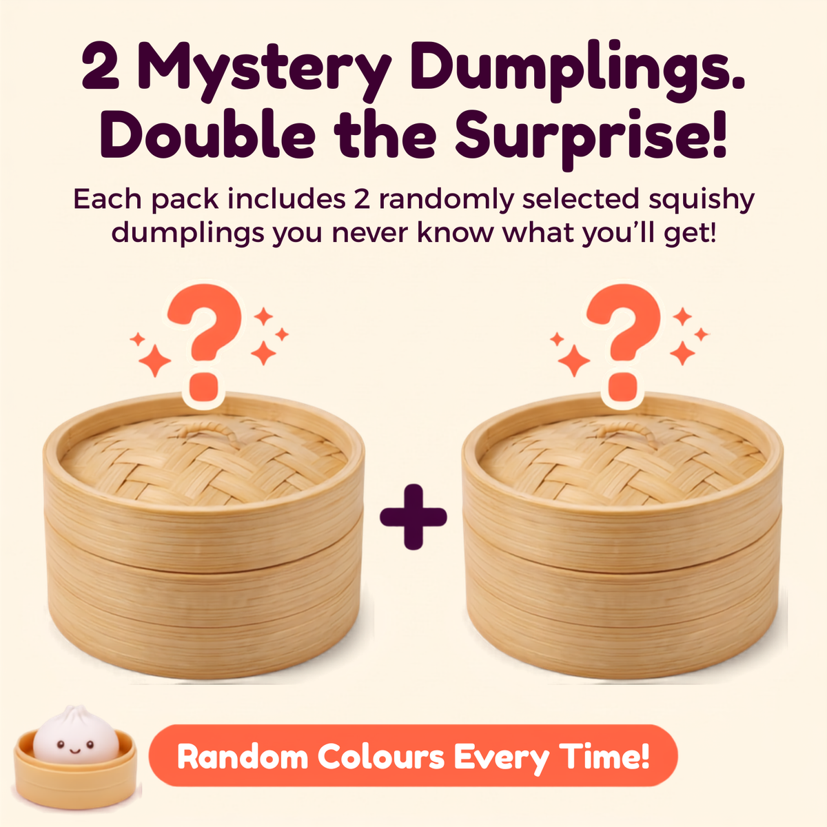 2pcs Dumpling Squishy Mystery Box, Squishy Dumpling Soft Slow Rising Stress Relief Toy, Glitter Dumpling Surprise Squeeze Toy, Cute Squishy Pack Fidget Toy for Kids & Adults, 2Pcs