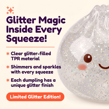2pcs Dumpling Squishy Mystery Box, Squishy Dumpling Soft Slow Rising Stress Relief Toy, Glitter Dumpling Surprise Squeeze Toy, Cute Squishy Pack Fidget Toy for Kids & Adults, 2Pcs