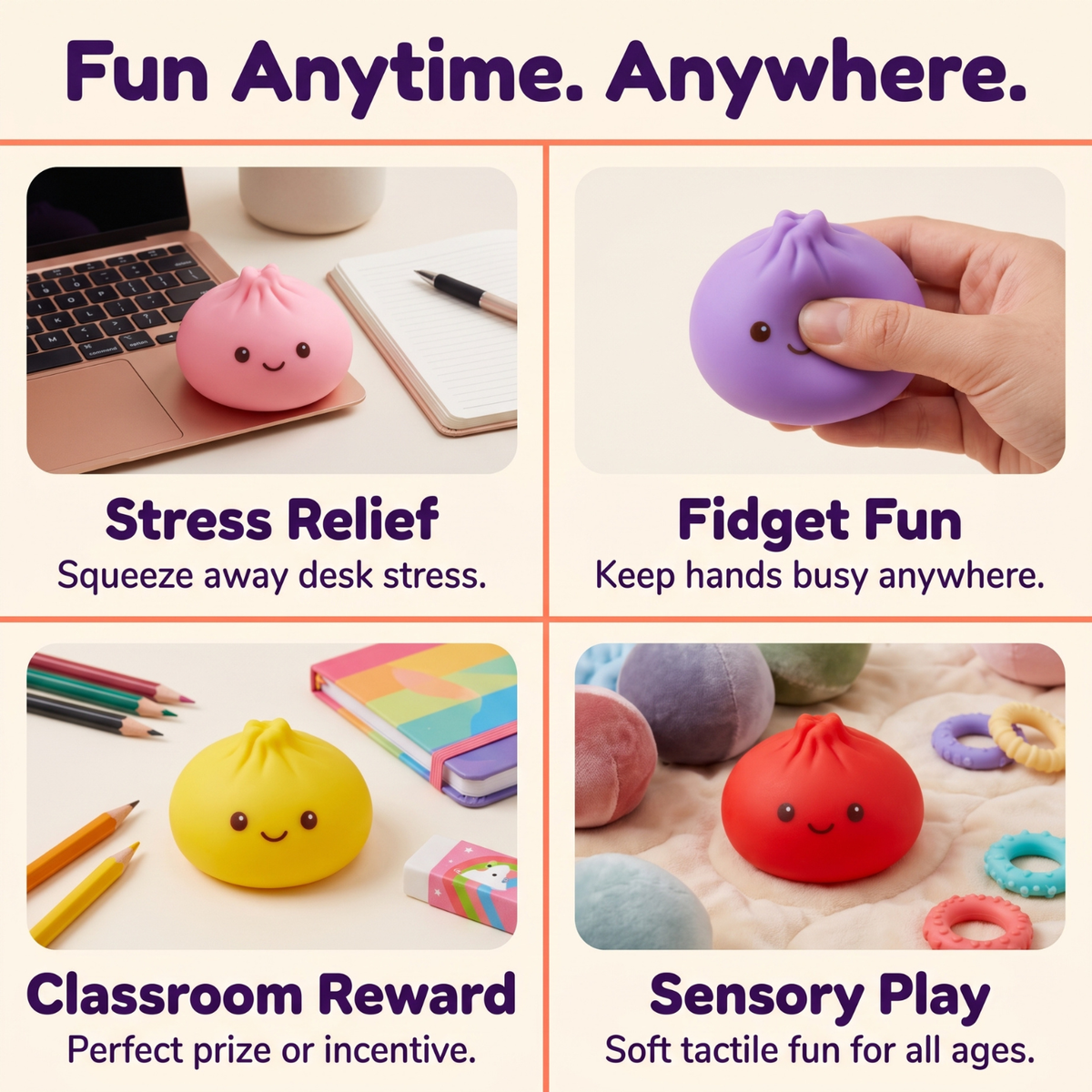 2pcs Dumpling Squishy Mystery Box, Squishy Dumpling Soft Slow Rising Stress Relief Toy, Glitter Dumpling Surprise Squeeze Toy, Cute Squishy Pack Fidget Toy for Kids & Adults, 2Pcs
