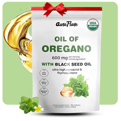 Oil of Oregano Softgels Bottle Front View – 300 Count Immune Support


