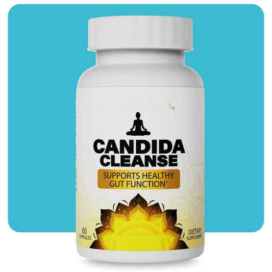 Candida Cleanse supplement bottle promoting gut health and digestive support

