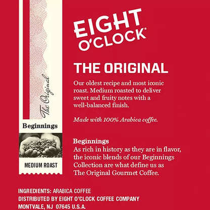 Eight O’Clock Coffee label with medium roast blend description

