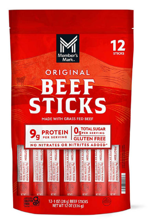 Member's Mark Grassfed Beef Snack Sticks Front Packaging

