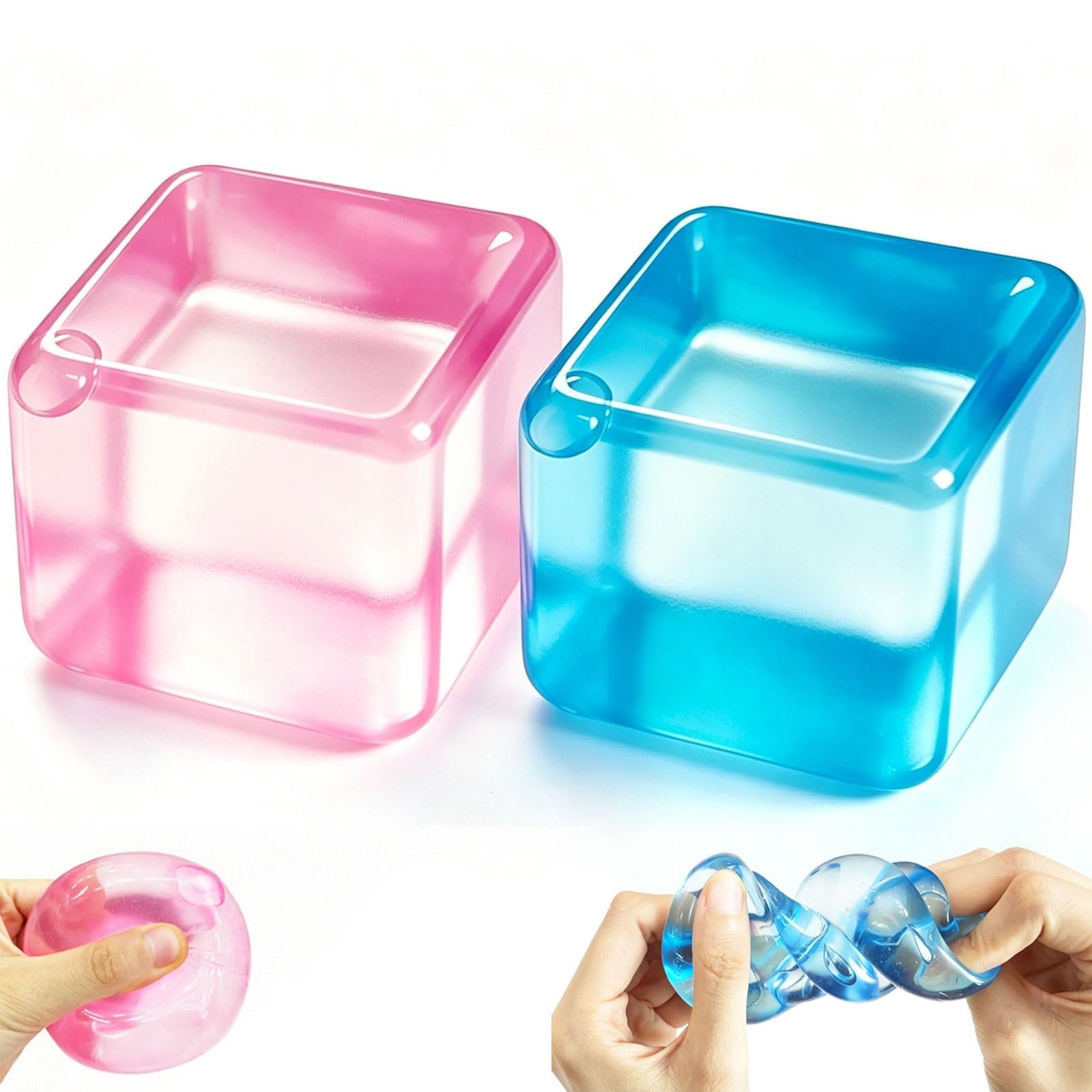 Slow rising ice cube stress ball squishy sensory fidget toy for anxiety relief