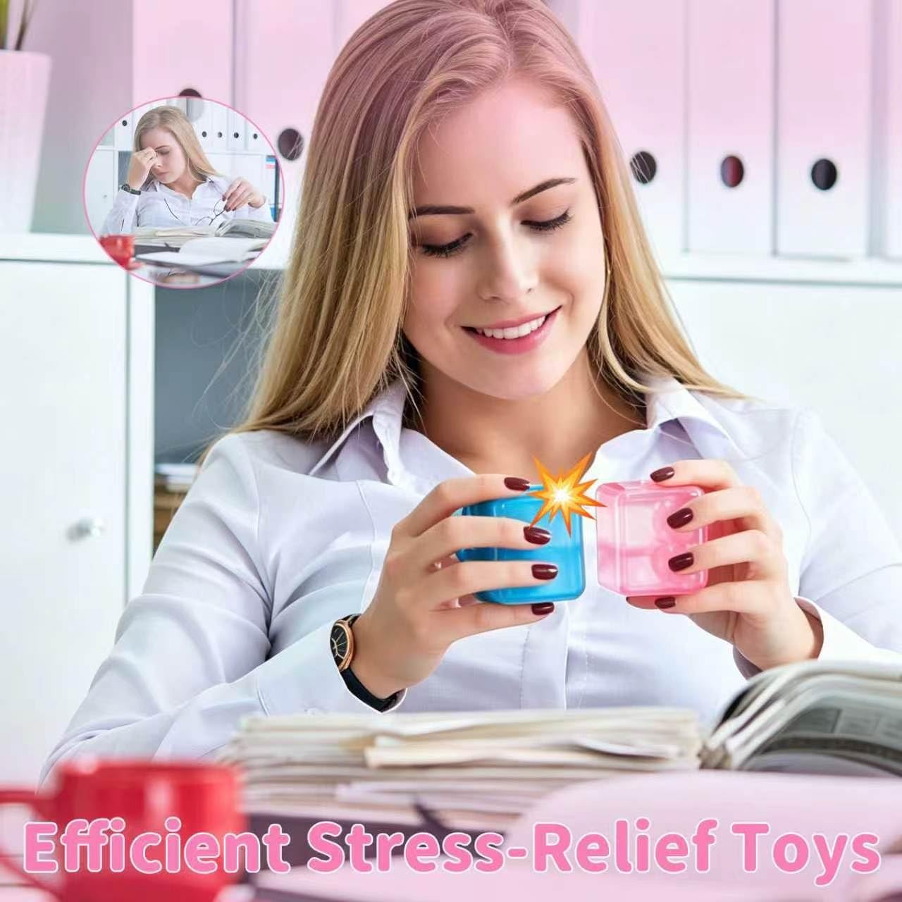 Ice cube stress ball squishy gel filled sensory toy close-up