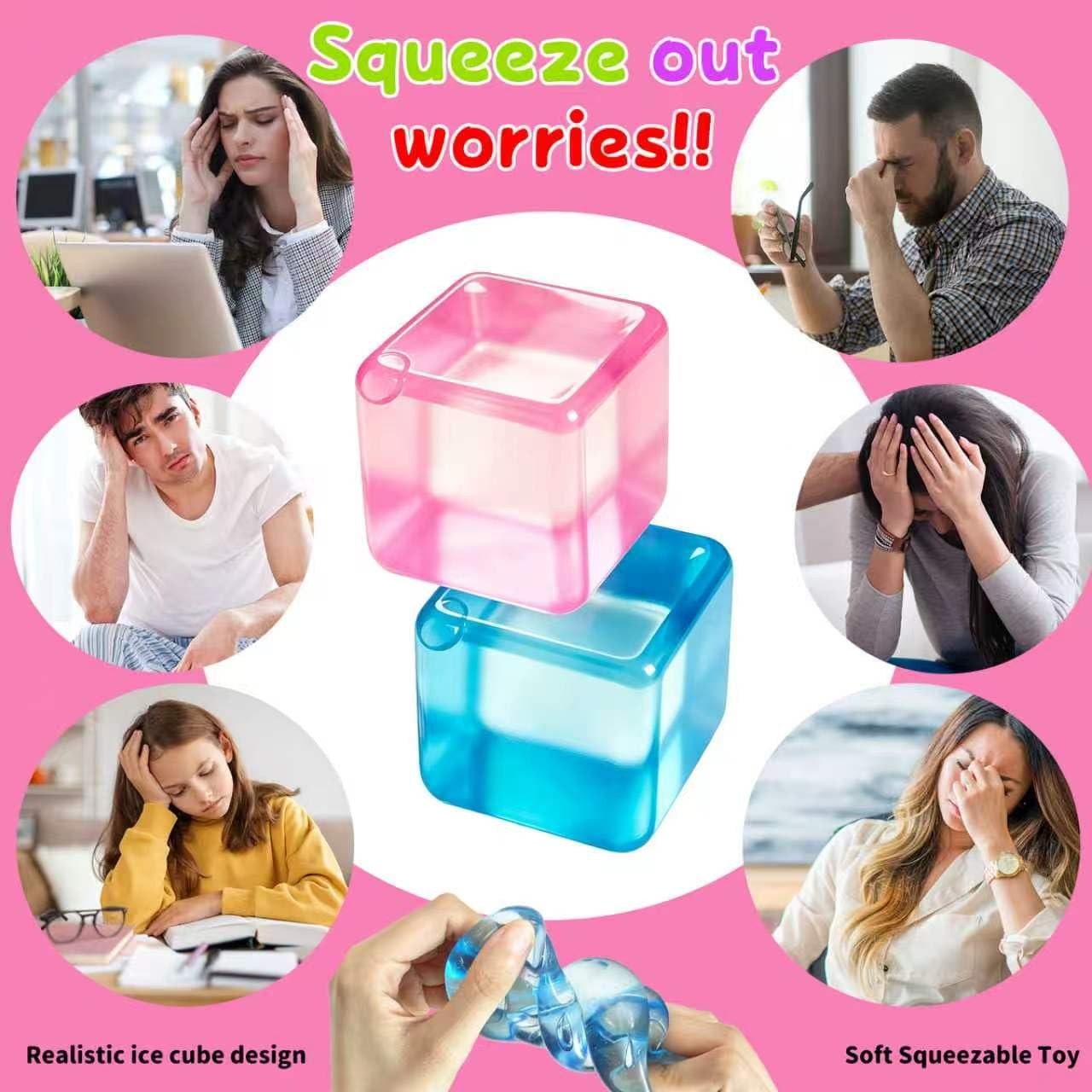 Ice cube squishy stress relief party favours gift packaging