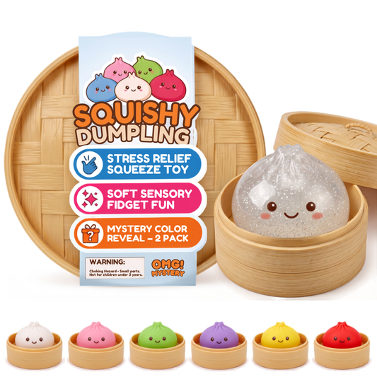 Dumpling Squishy Mystery Box, Squishy Dumpling Soft Slow Rising Stress Relief Toy, Glitter Dumpling Surprise Squeeze Toy, Cute Squishy Pack Fidget Toy for Kids & Adults, Random Colors